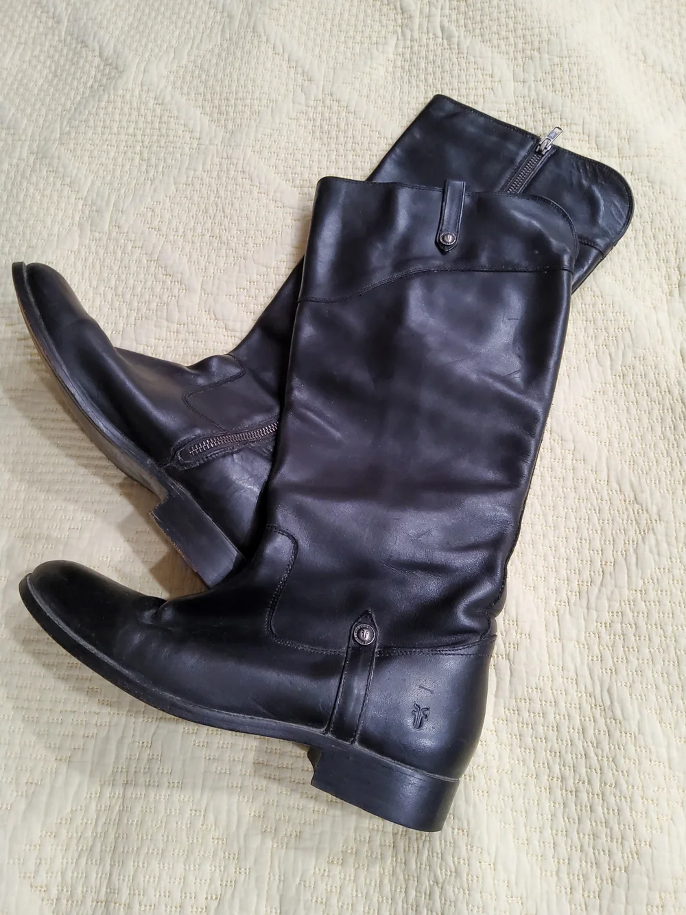Frye Black Leather Tall Riding Boots Size 10B